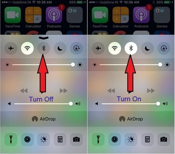 從控制面板關閉 iphone 藍牙