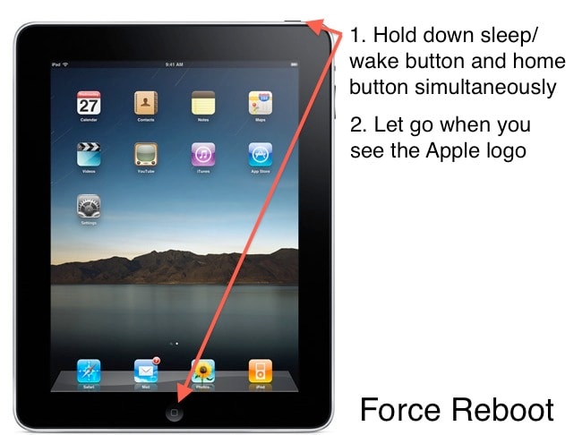 forzar el reinicio del ipad para solucionar problemas del ipad