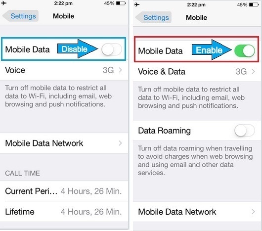las notificaciones no funcionan en los datos móviles habilitados para iPhone