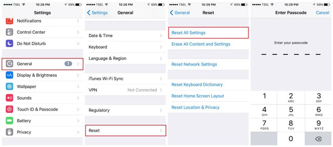 إنذار iPhone لا يعمل - إعادة تعيين جميع الإعدادات