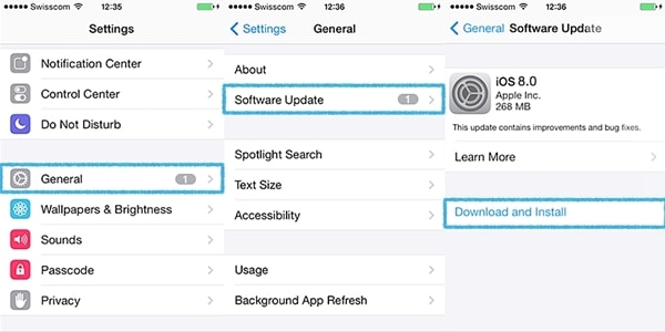 frissítse az ios verziót
