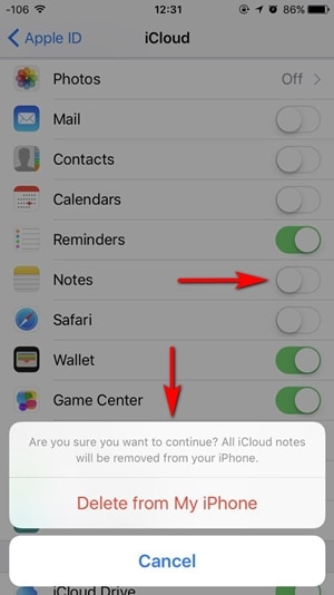 icloud에서 메모 데이터 삭제
