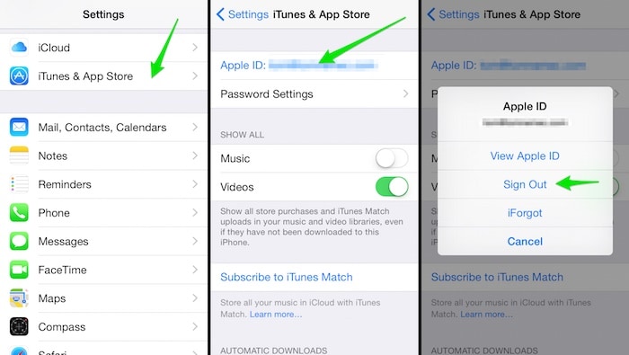 退出並登錄 icloud 帳戶