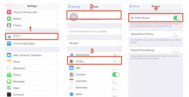 الوصول إلى صور icloud من تدفق الصور