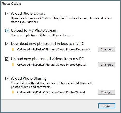 تمكين مكتبة صور icloud