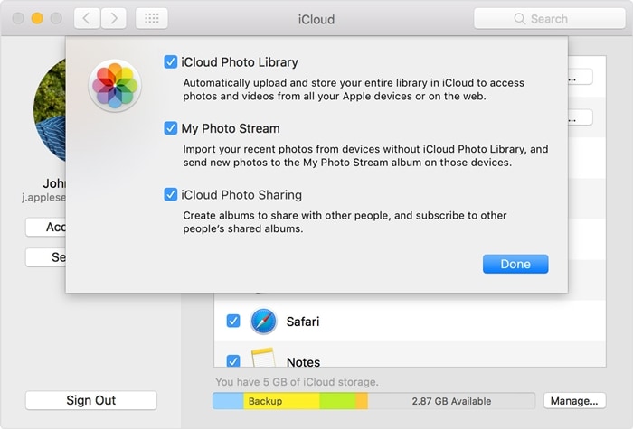 افتح تطبيق icloud