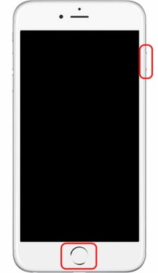 Avslutt iPhone DFU-modus - trykk på Hjem og strømknappen