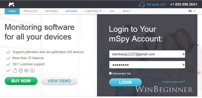 Espie o iPhone sem Jailbreak - crie uma conta com o mSpy