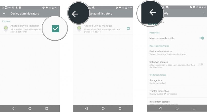 Rastrear la ubicación móvil de Android perdida: volver al menú de configuración principal