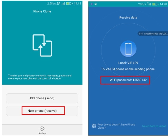 indítsa el a telefon klón alkalmazást