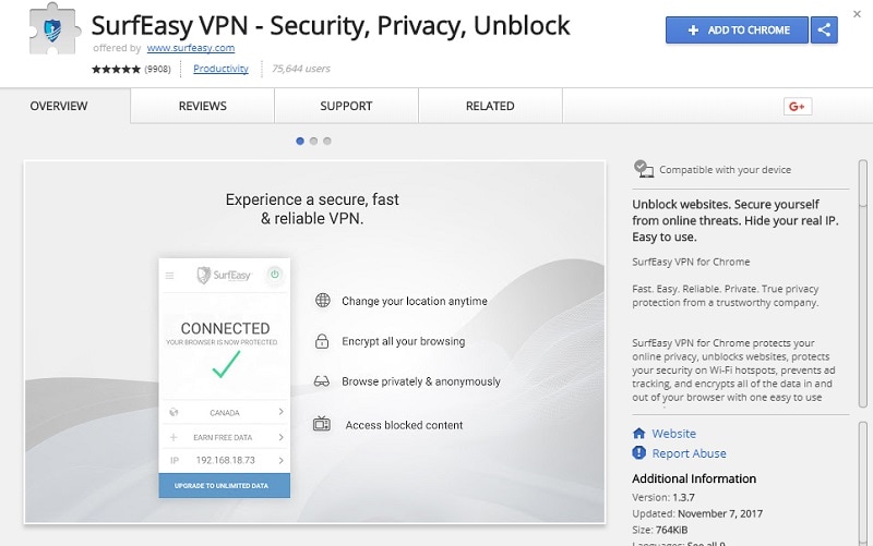miglior VPN per Chrome - SurfEasy