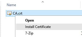 incolla la certificazione ca su Windows Drive