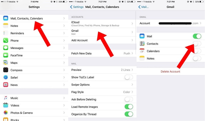 sincronizza i contatti Android su iPhone