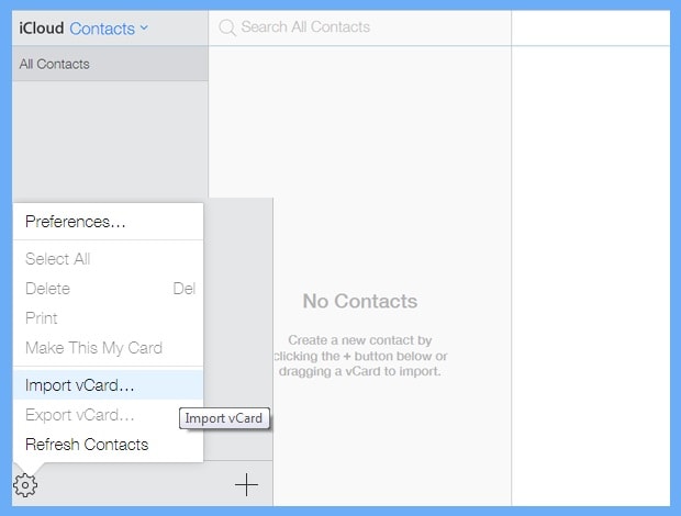 importere vcard