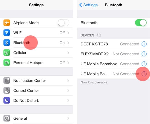 partager des contacts iphone via bluetooth