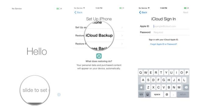 välj icloud backup-fil