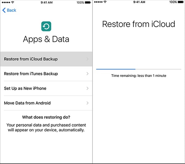 återställ iphone-appar från icloud backup