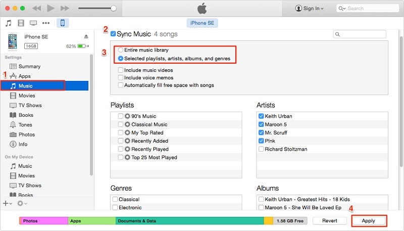 sincronizzare la musica su iphone tramite itunes