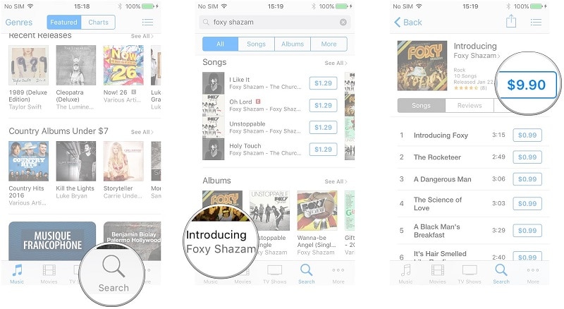 trova la musica su iTunes Store