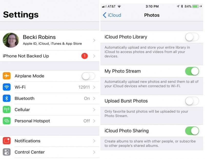 sincronizza le foto di iPhone con il flusso di foto di icloud