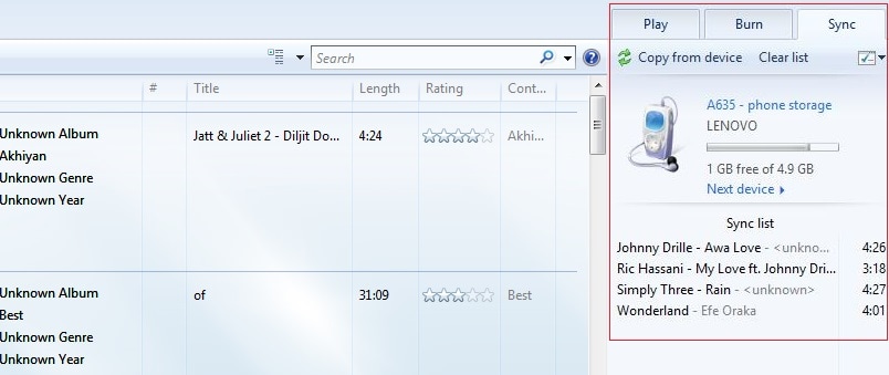 Lisää musiikkia S9/S20:stä Windows Media Playeriin