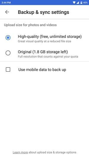 nastavení zálohování fotek google