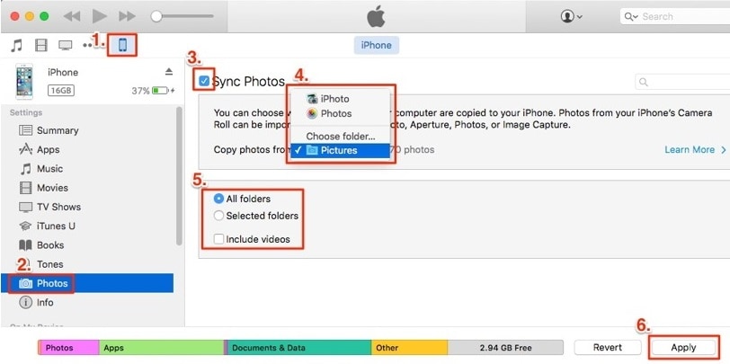نقل الصور من iphone إلى iphone باستخدام itunes