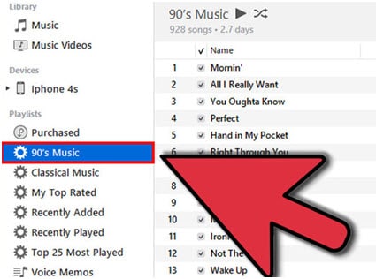 Playlists von iTunes nach Text exportieren – im linken Bereich angeklickt
