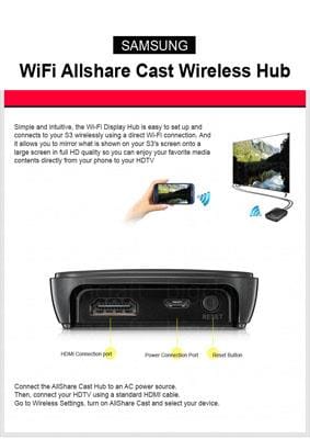 используйте Allshare Cast, чтобы включить зеркальное отображение экрана на Samsung Galaxy-All-Share Cast Wireless Hub