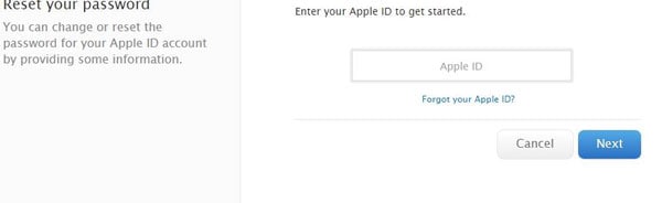 ابدأ في استعادة كلمة مرور iCloud المنسية