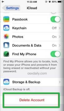 Löschen Sie die iCloud-Kontoverarbeitung