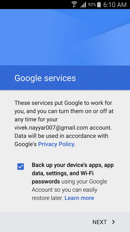 ανάκτηση επαφών samsung - προσθήκη νέου λογαριασμού Google