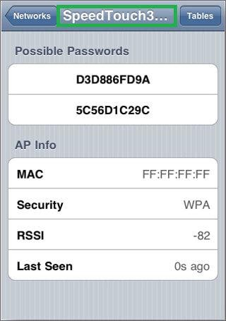 βρείτε τον κωδικό πρόσβασης wifi iphone-iSpeedTouchpad
