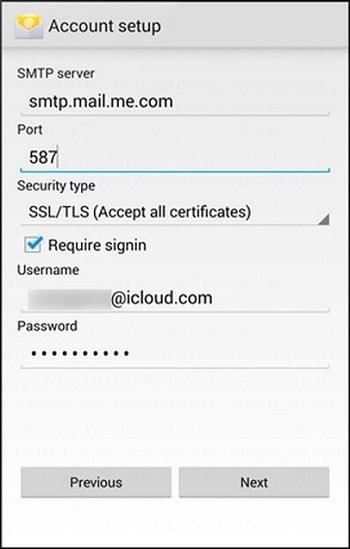 Ρύθμιση email icloud στο android μέσω smtp