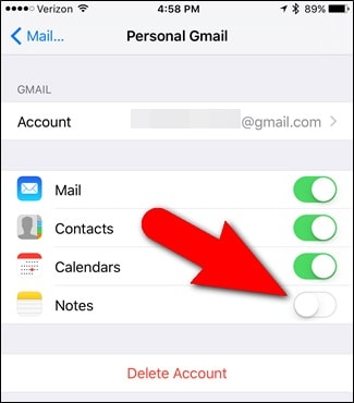 συγχρονισμός σημειώσεων iPhone στο gmail