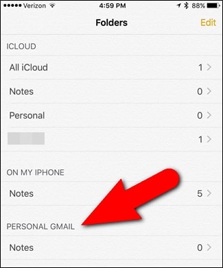 συγχρονισμός σημειώσεων iPhone στο gmail