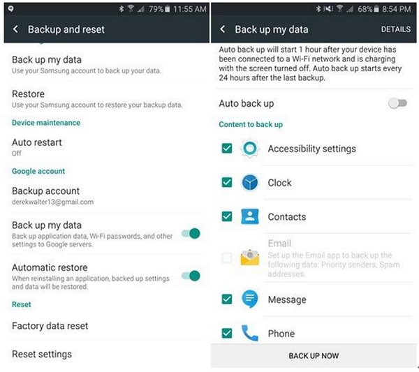 hoe overzetten van Android naar Android -Google Backup