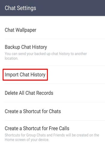 back-up line-chat handmatig-Tik op chatgeschiedenis importeren