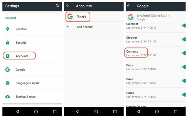 säkerhetskopiera samsung-kontakter till google