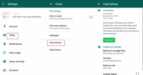 Backup von WhatsApp auf Google Drive auf einem Android