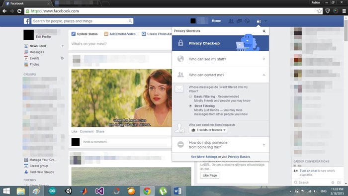 Åbn Facebook for at blokere og deaktivere Facebook-beskeder