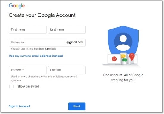 繞過 chrome 上的 gmail 電話驗證單擊創建帳戶