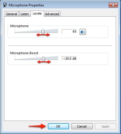 vérifier le réglage audio