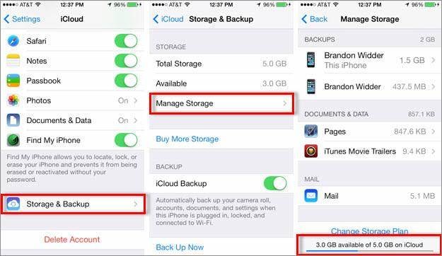 حذف الموسيقى على iPhone - تحقق من تخزين iCloud