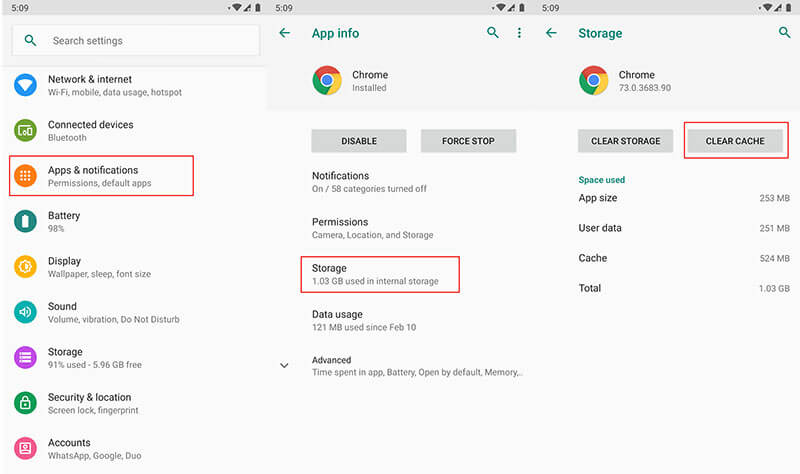 通过清除缓存修复 Chrome 在 Android 上崩溃