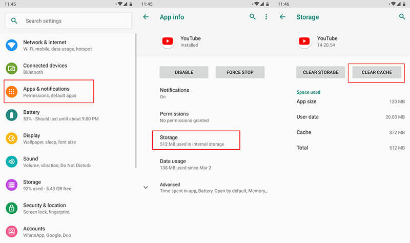 Youtube 不工作 android - 清除缓存