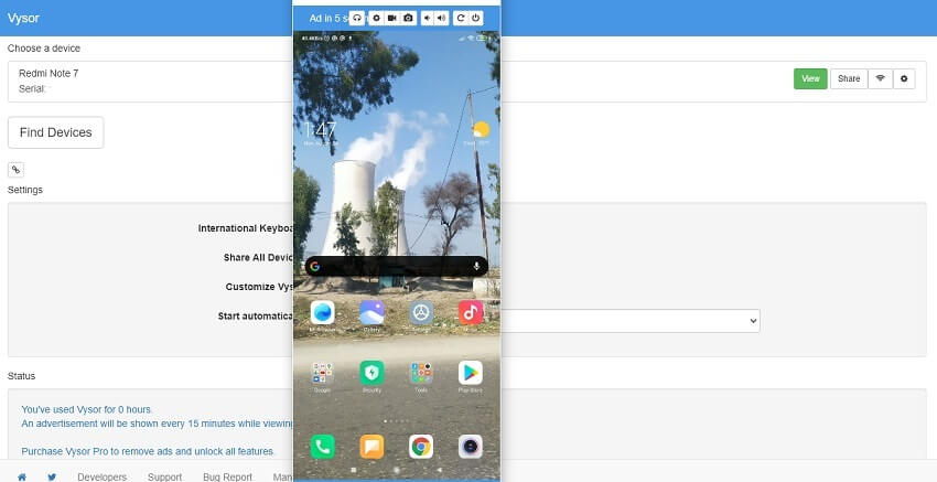 PC7からAndroid携帯を制御する