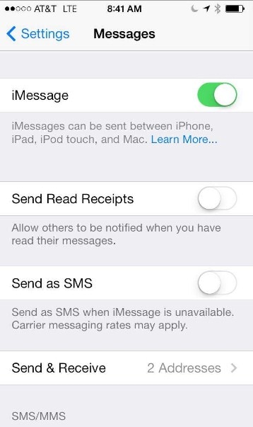 android nepřijímá texty - zkontrolujte zprávu na iphone