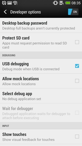 在 htc 上启用 USB 调试第一步 - 步骤 5