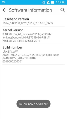 activer le débogage usb sur asus zenfone - étape 1